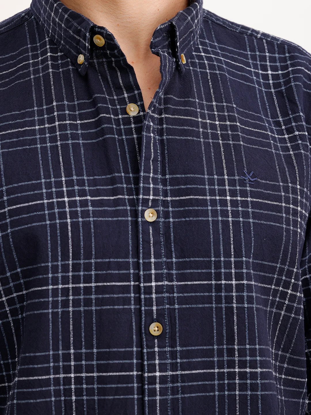 Slim Fit Checkered Shirt  | Navy Blue - Image 5