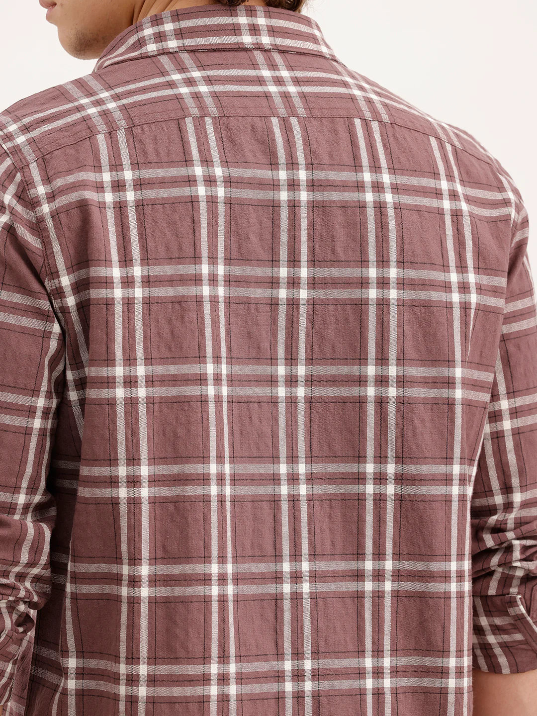 Slim Fit Checkered Shirt  | Peach - Image 5