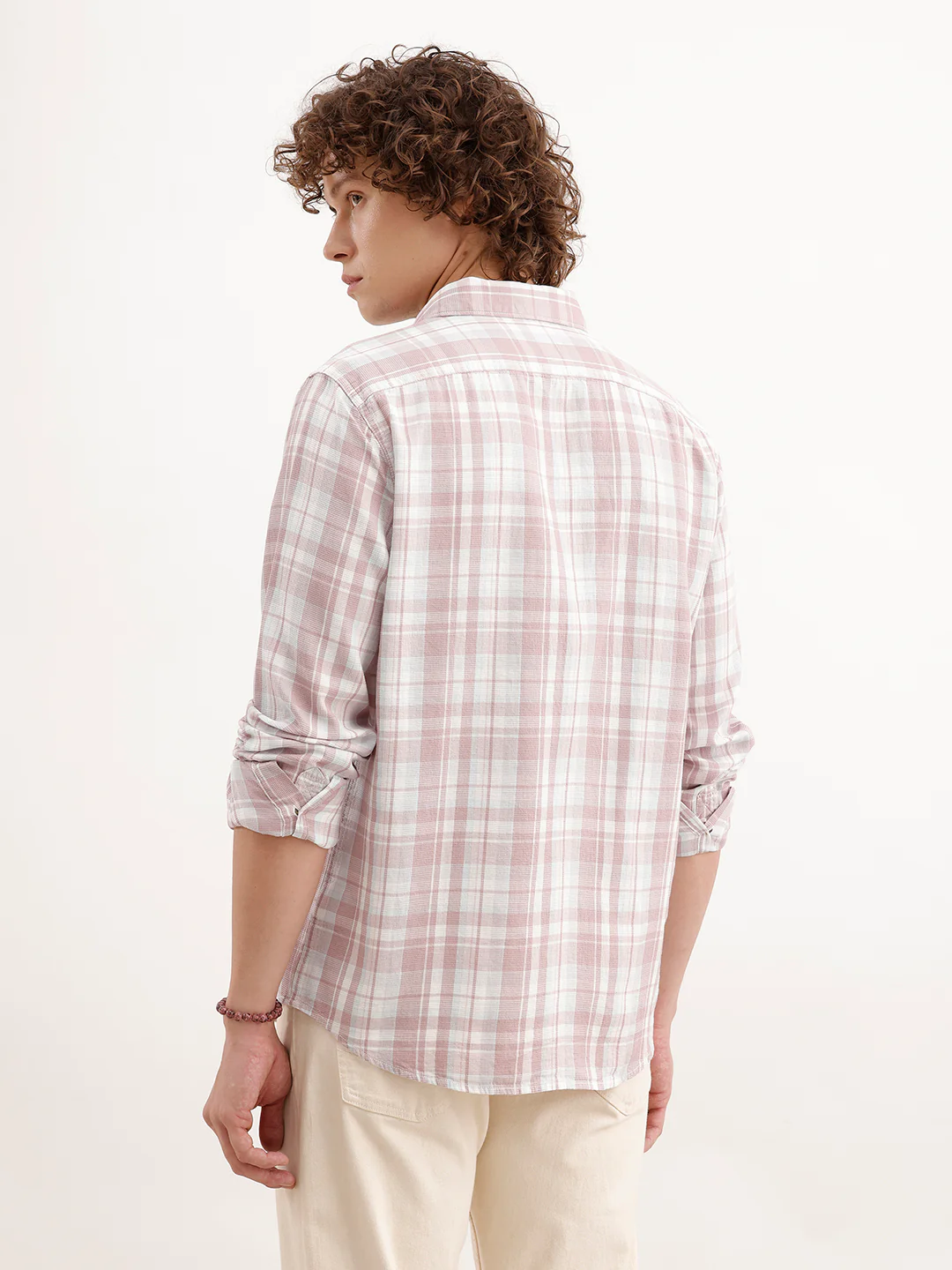 Slim Fit Checkered Shirt  | Pink - Image 3