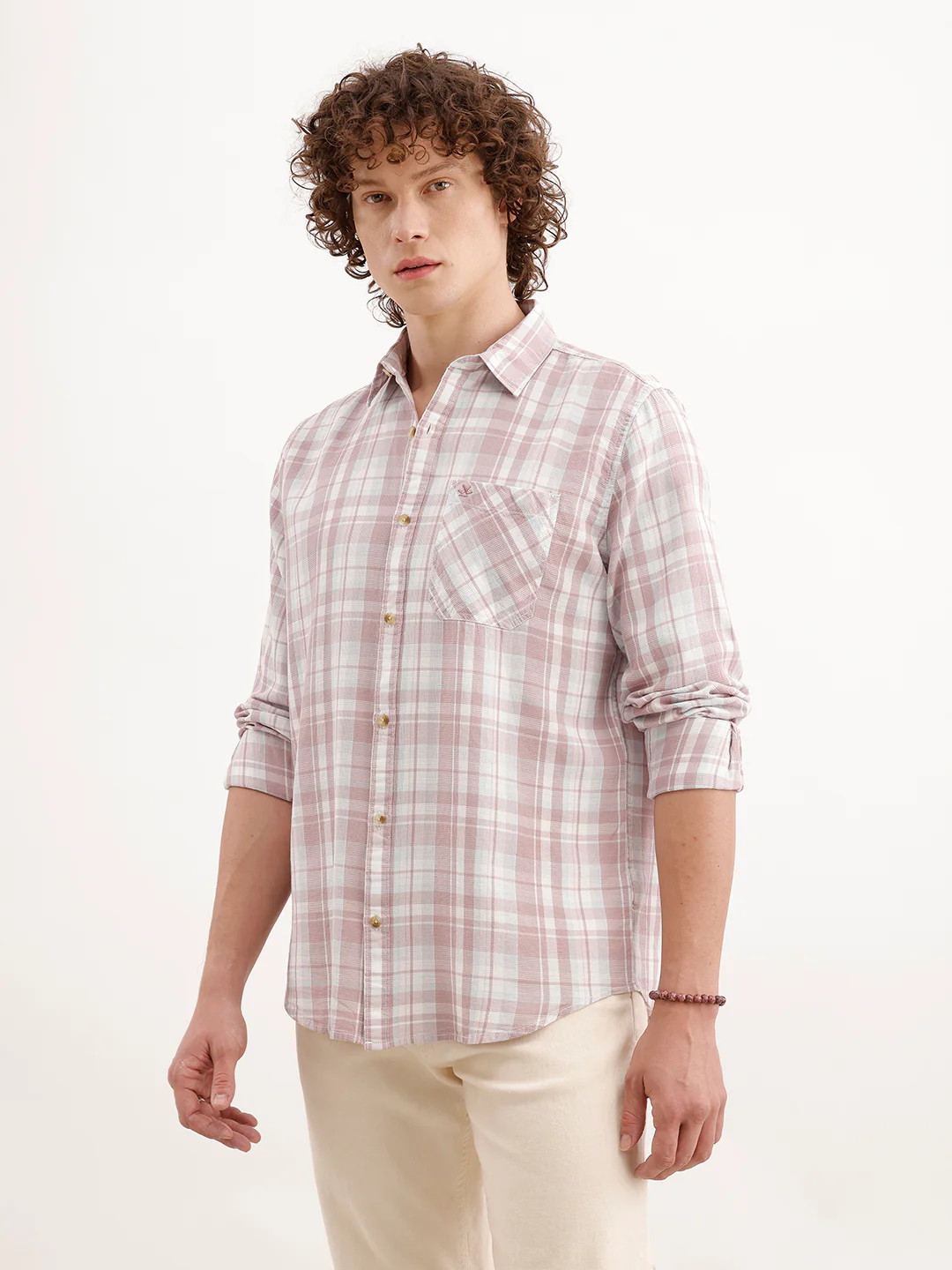 Slim Fit Checkered Shirt  | Pink - Image 4