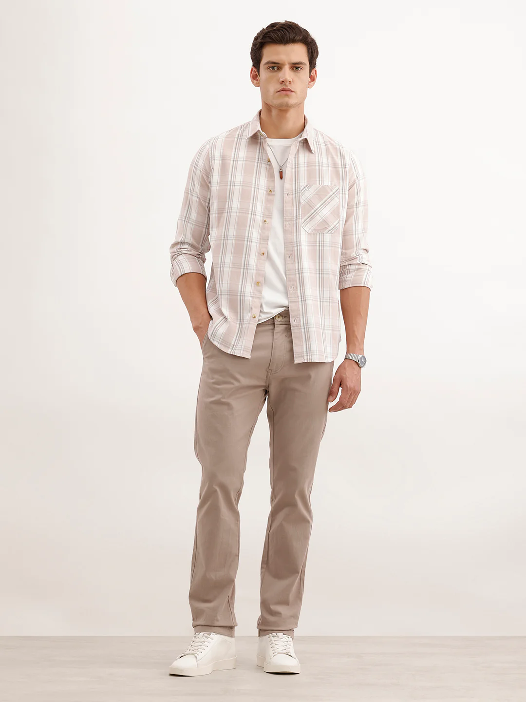 Slim Fit Checkered Shirt  | Pink - Image 2