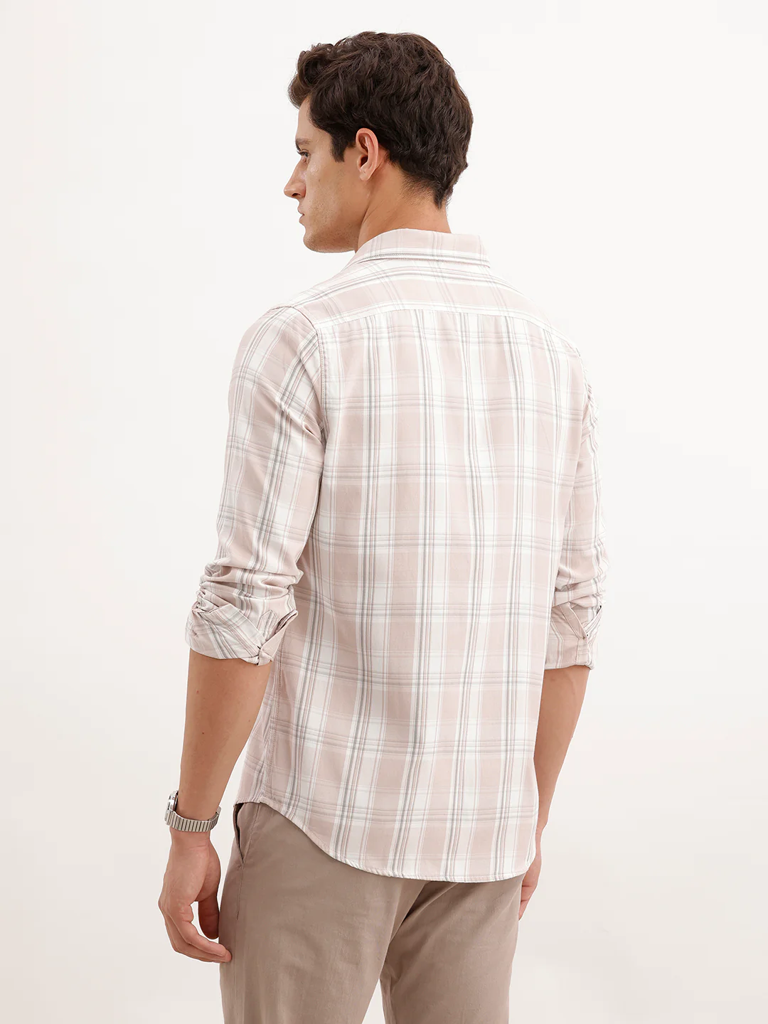 Slim Fit Checkered Shirt  | Pink - Image 3