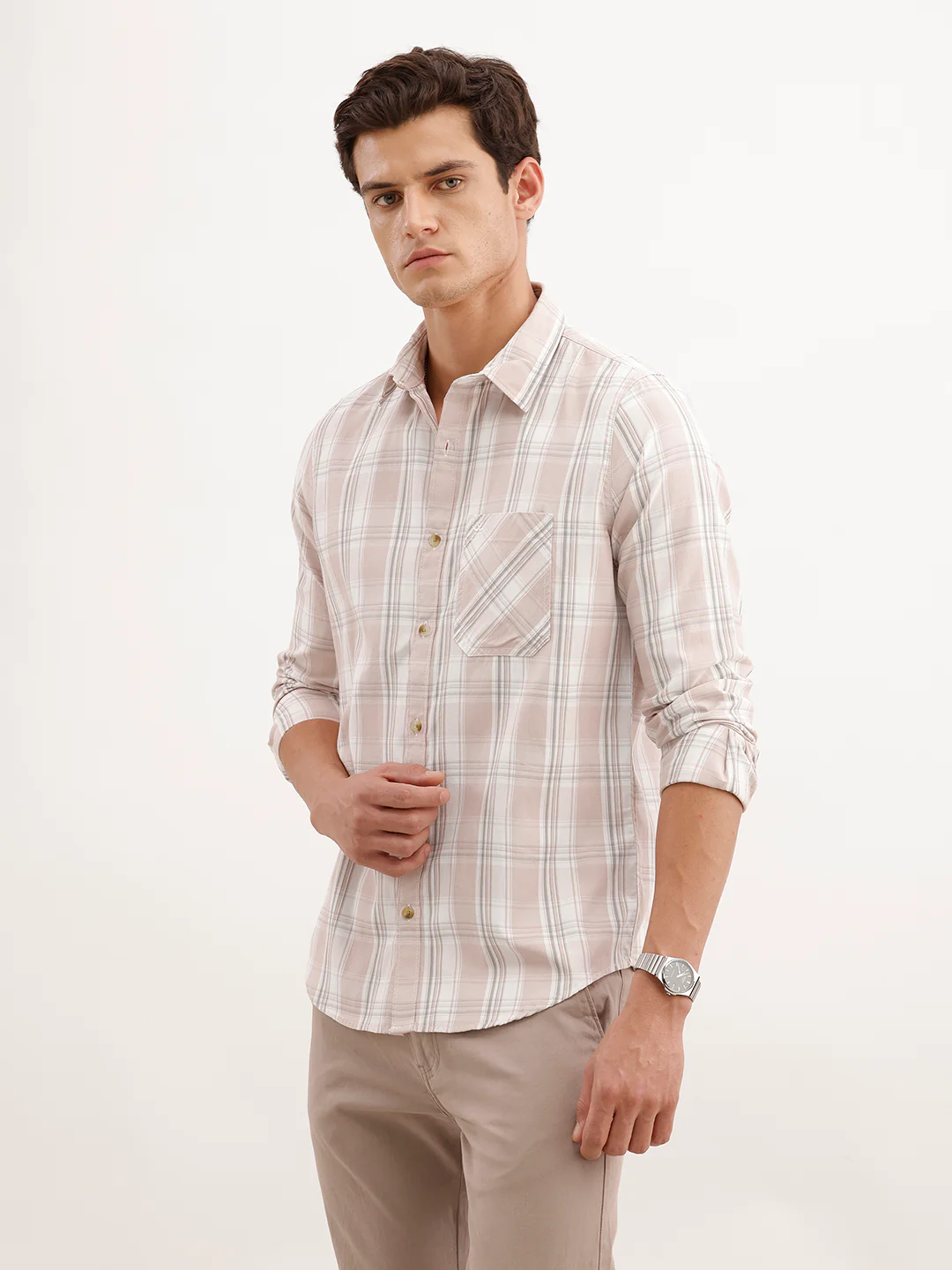 Slim Fit Checkered Shirt  | Pink - Image 4