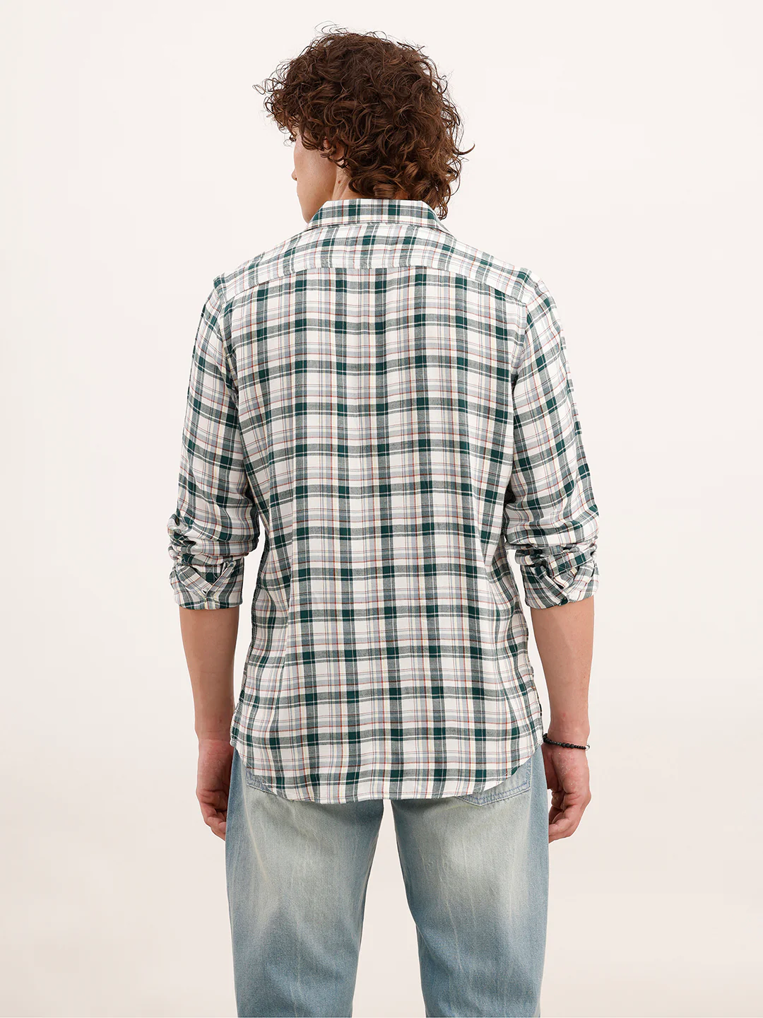 Slim Fit Checkered Shirt  | White - Image 3