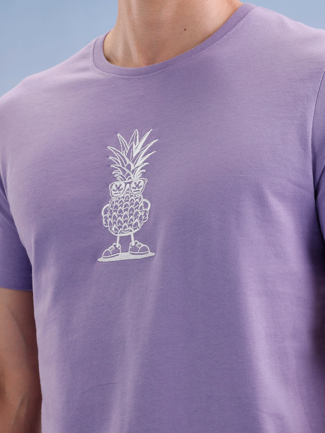 Slim Fit Classic Embroidered T-Shirt  | Purple - Image 5