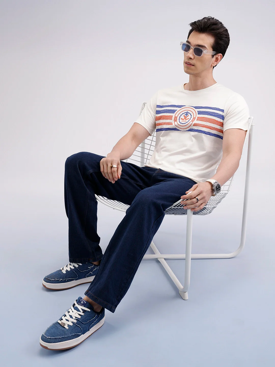 Slim Fit Classic Placement Printed T-Shirt  | Off White - Image 2