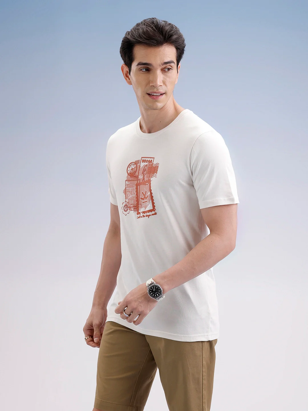 Slim Fit Classic Placement Printed T-Shirt  | Off White - Image 4