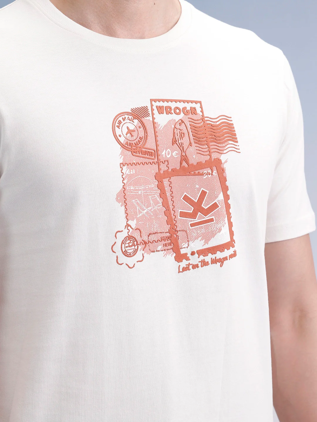 Slim Fit Classic Placement Printed T-Shirt  | Off White - Image 5