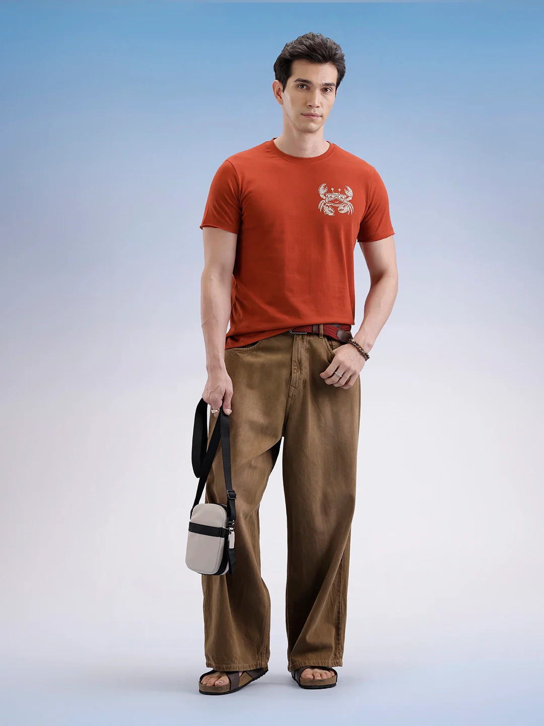 Slim Fit Classic Placement Printed T-Shirt  | Rust - Image 2