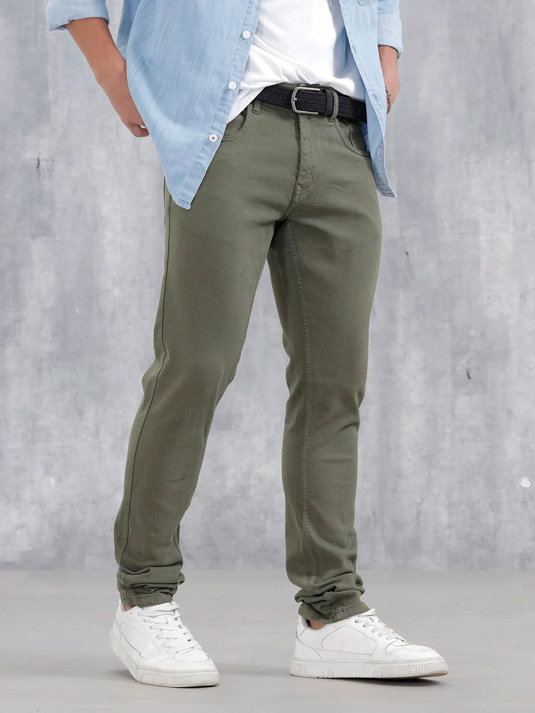 Slim Fit Colored Jeans | Olive - Image 4
