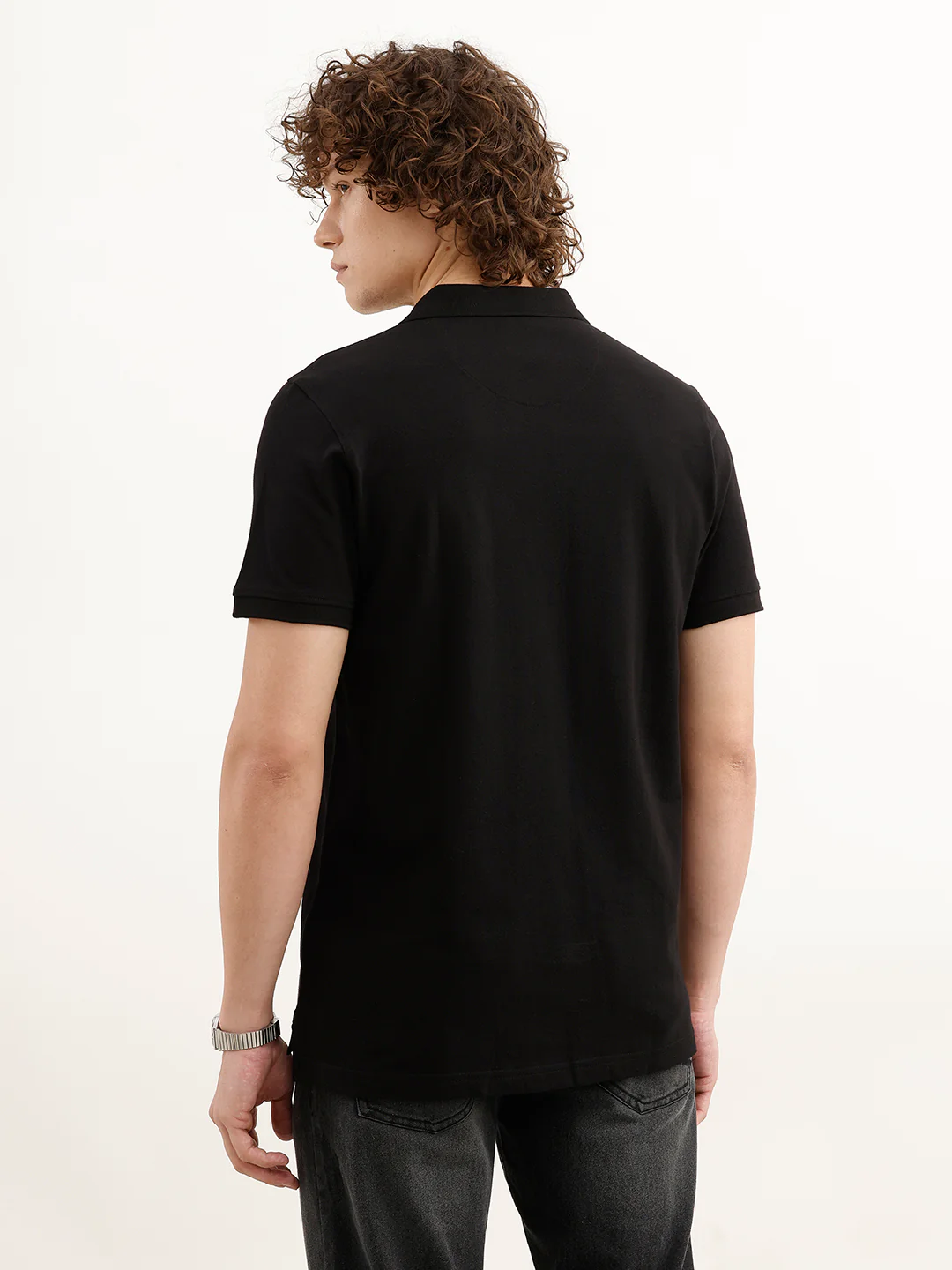 Slim Fit Colour Blocked Polo T-Shirt | Black - Image 3