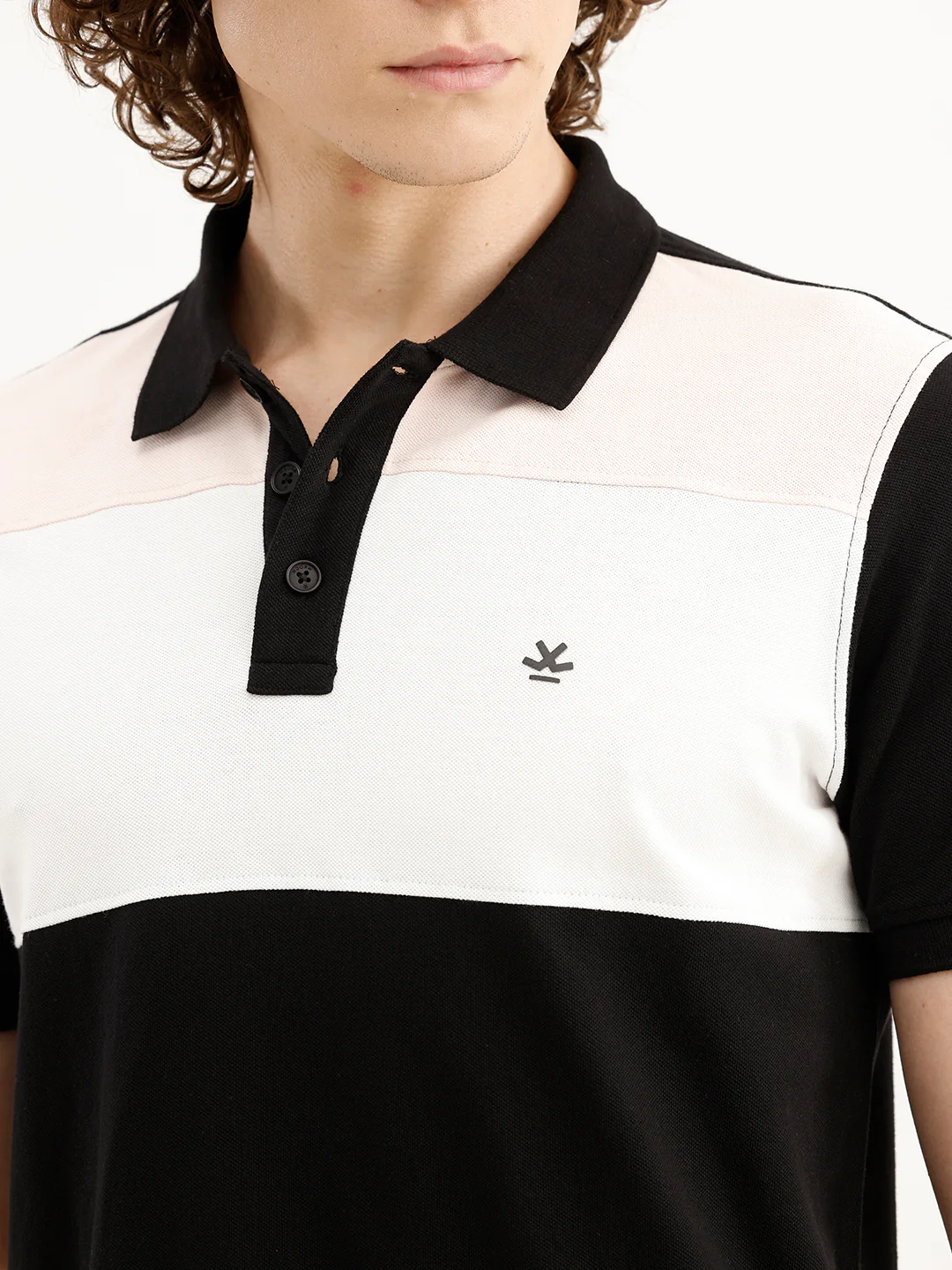 Slim Fit Colour Blocked Polo T-Shirt | Black - Image 5