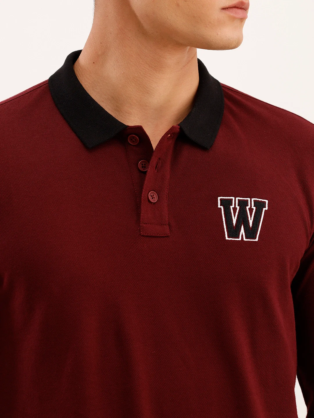Slim Fit Contrast Collar Polo T-Shirt | Maroon - Image 5