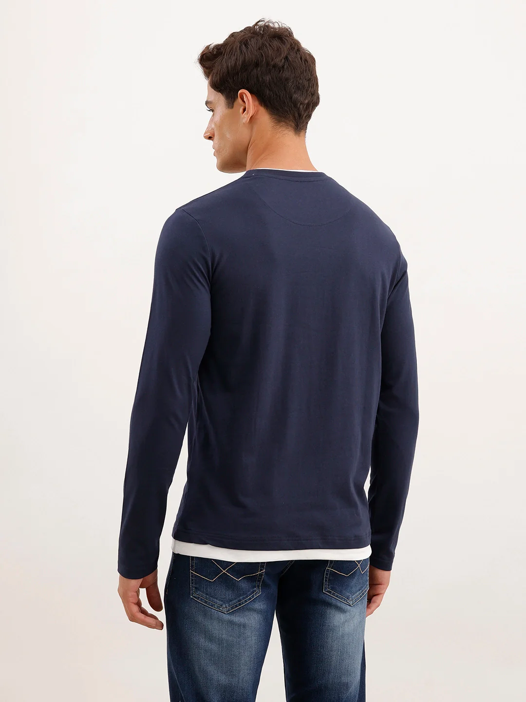 Slim Fit Contrast Collar T-Shirt | Navy Blue - Image 3