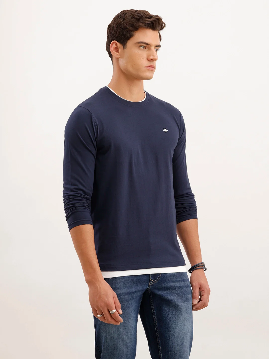 Slim Fit Contrast Collar T-Shirt | Navy Blue - Image 4