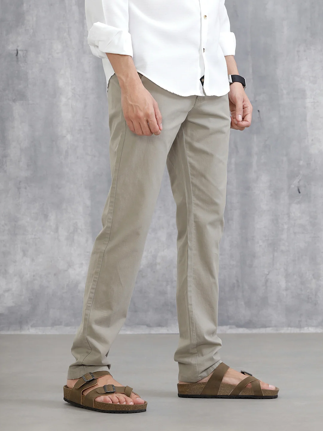 Slim Fit Cotton Clean Look Trouser| Grey - Image 4