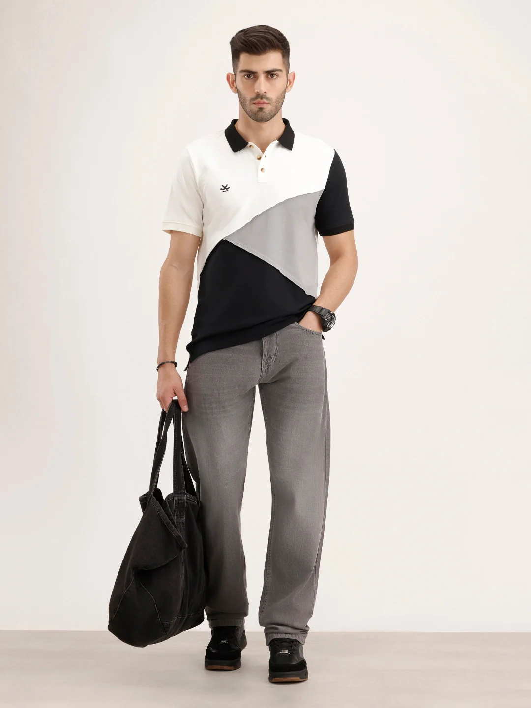 Slim Fit Cut & Sew T-Shirt | Off White - Image 2