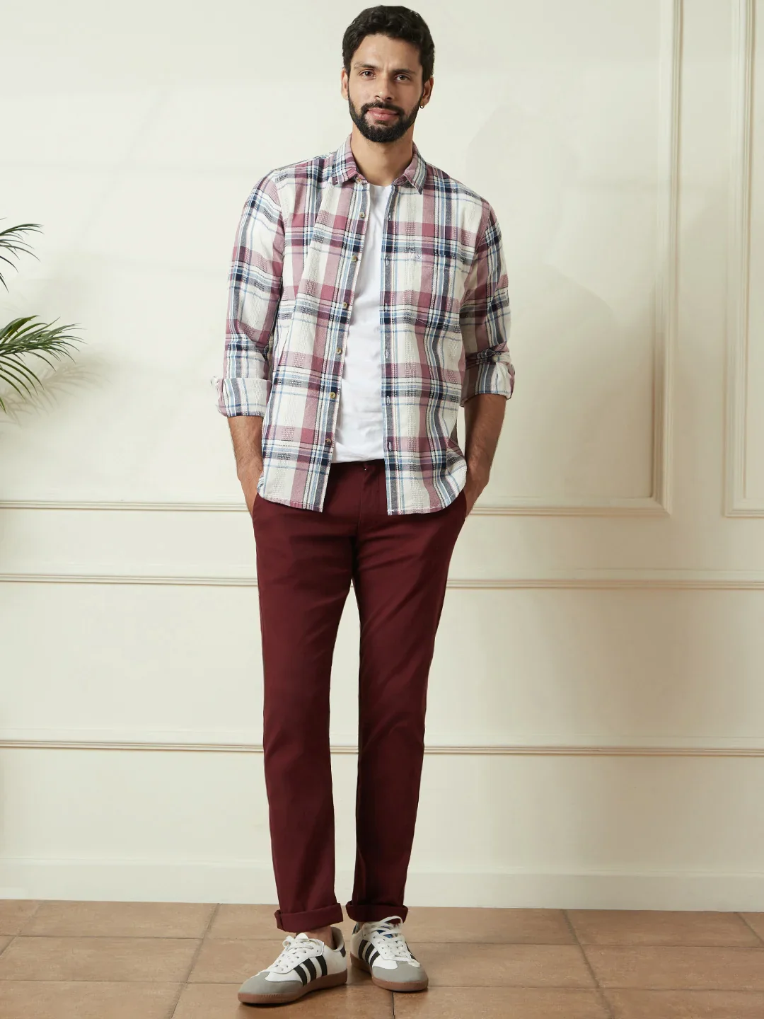 Striped Short Sleeve Textured Shirt | Pink - Image 2