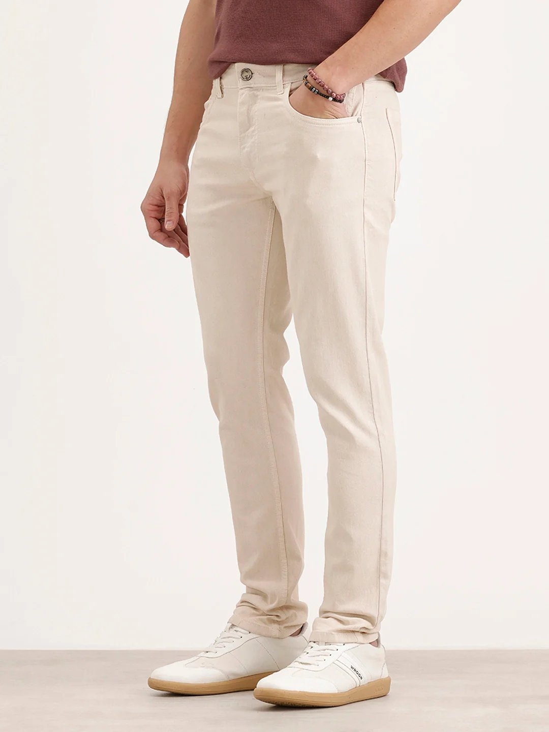 Slim Fit Denim Jeans | Beige - Image 4