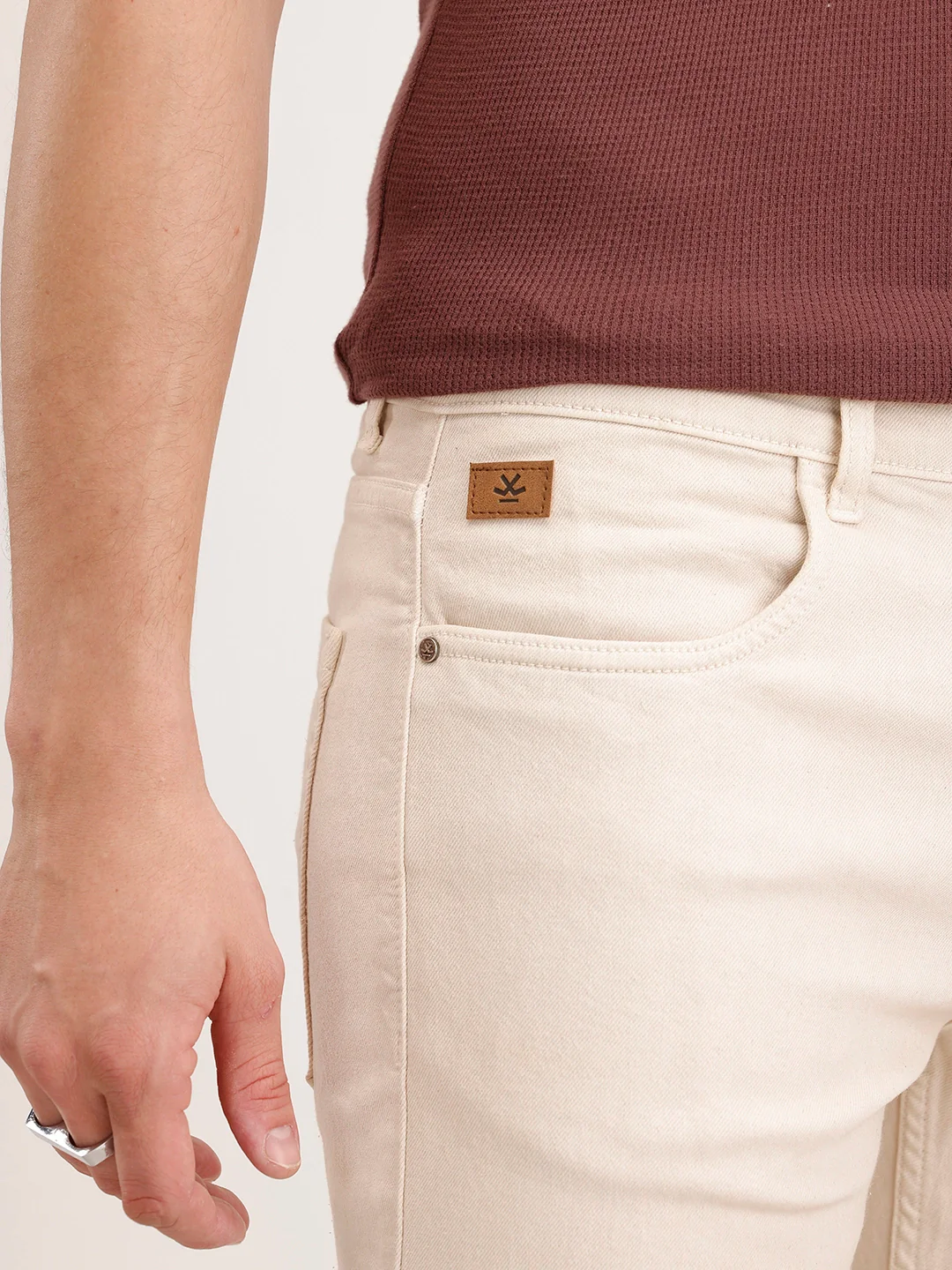 Slim Fit Denim Jeans | Beige - Image 5