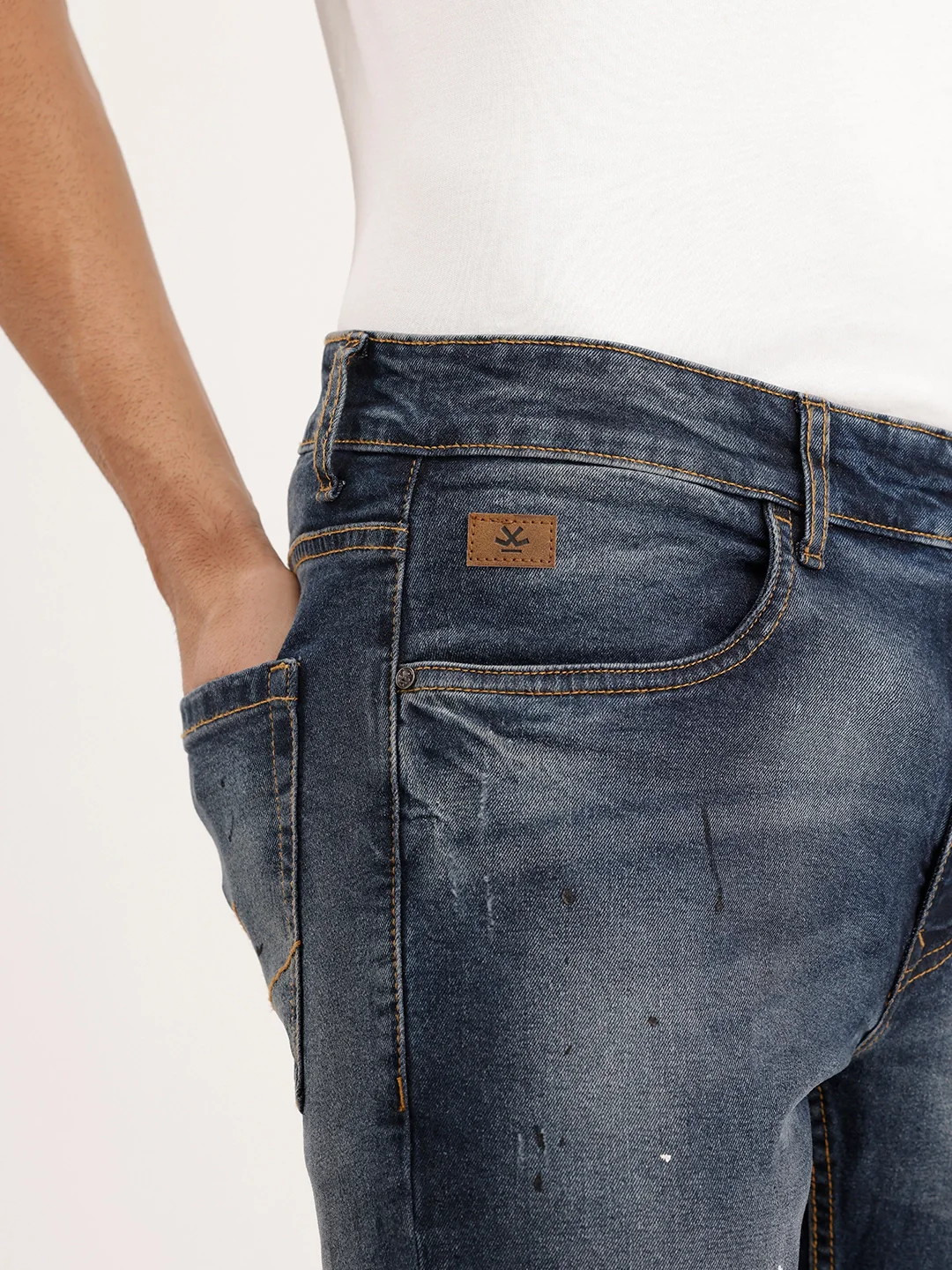Slim Fit Distressed Denim Jeans | Blue - Image 5