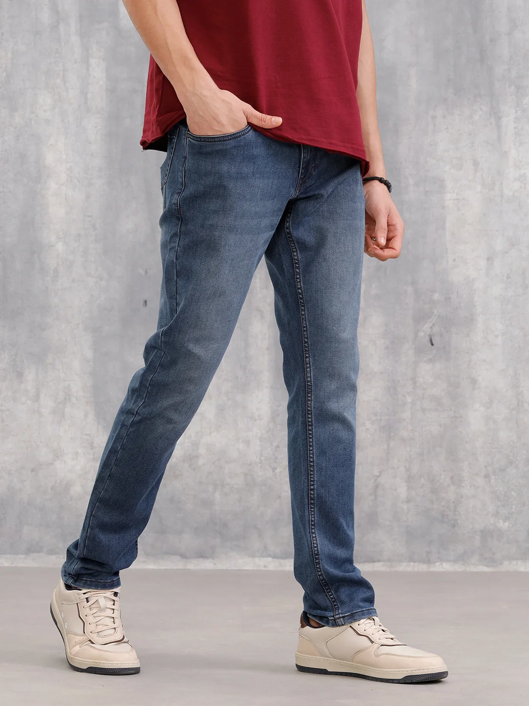 Slim Fit Dk Washed Dobby Jeans I Blue - Image 4