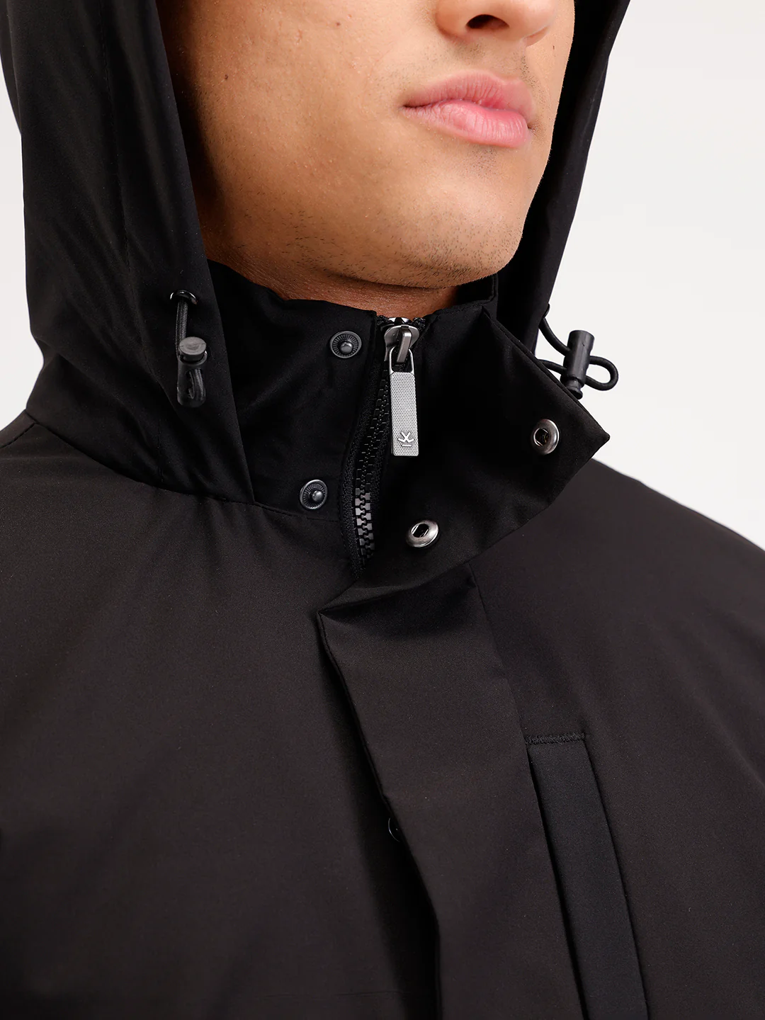 Slim Fit Double Pocket Hooded Jacket  | Black - Image 5