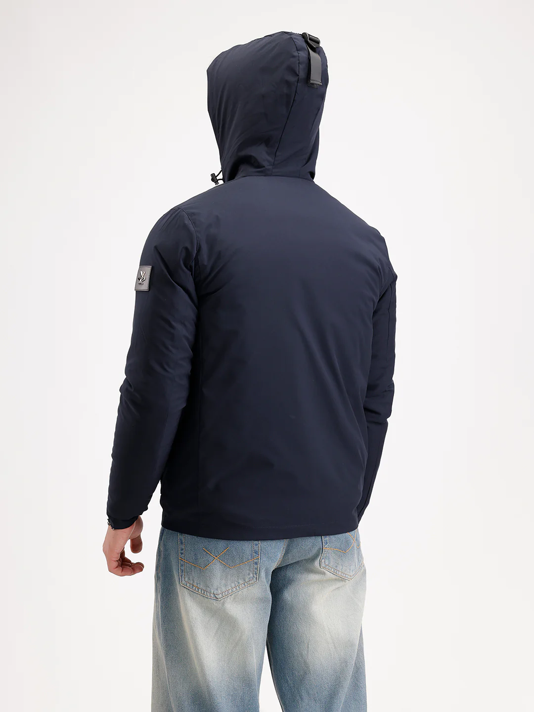 Slim Fit Double Pocket Hooded Jacket  | Navy Blue - Image 3