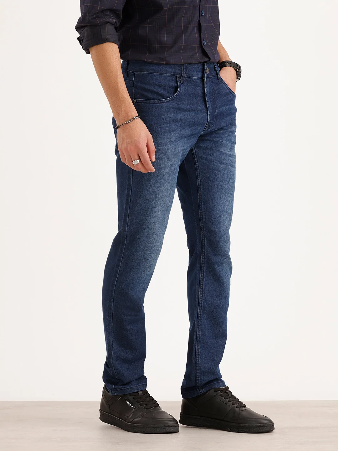 Slim Fit Faded Denim Jeans | Blue - Image 4