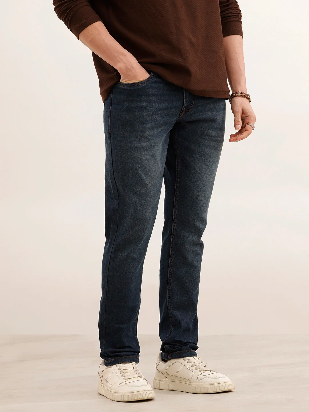 Slim Fit Faded Denim Jeans | Blue - Image 4