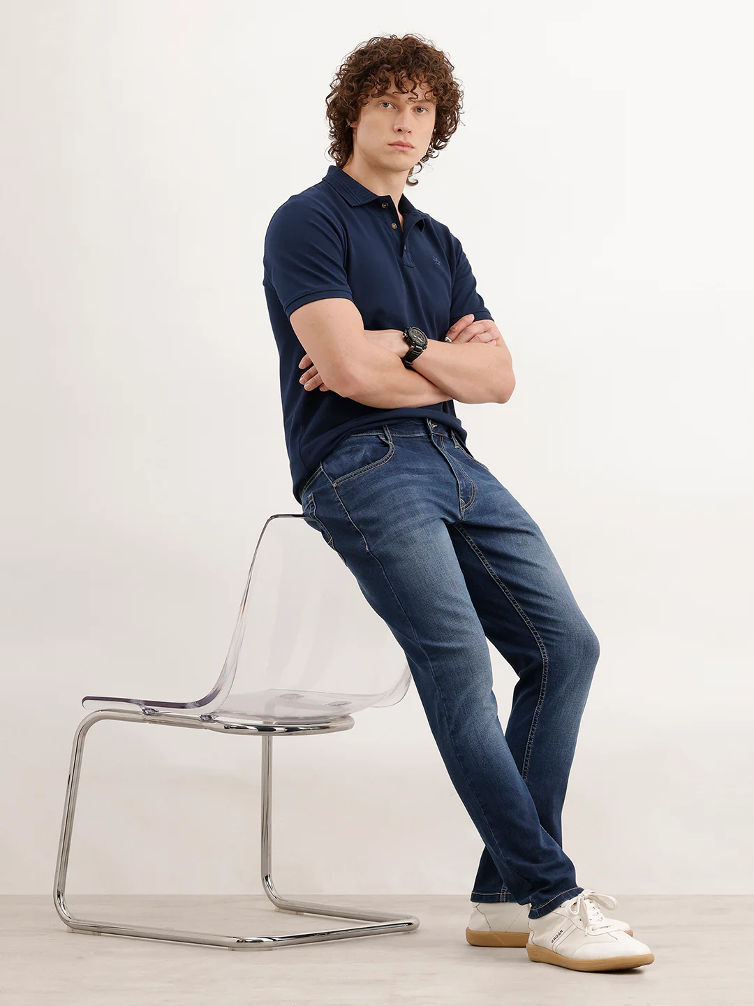 Slim Fit Faded Denim Jeans  | Blue - Image 2