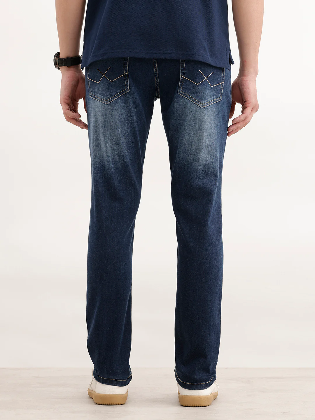 Slim Fit Faded Denim Jeans  | Blue - Image 3