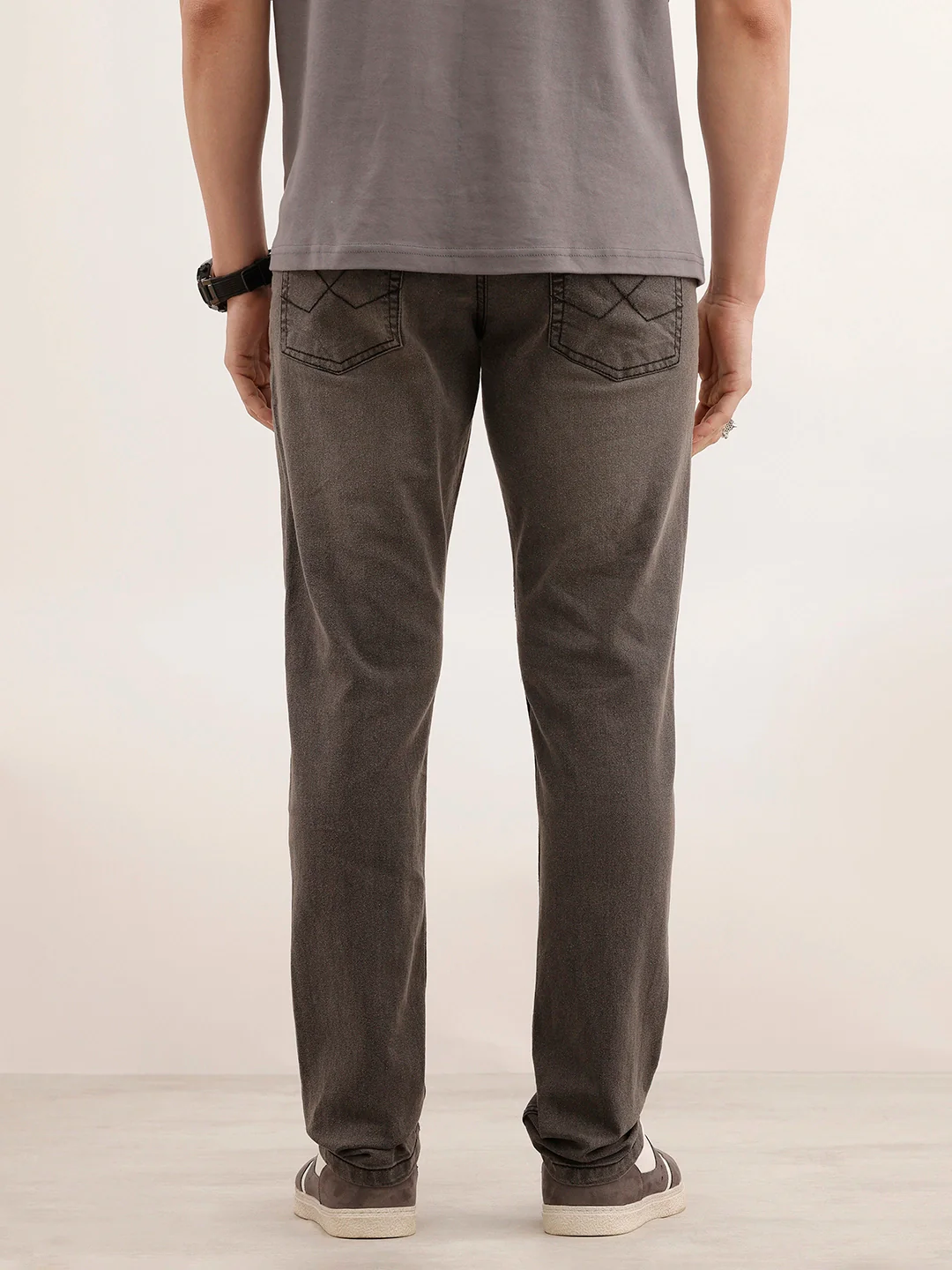 Slim Fit Faded Denim Jeans | Dark Grey - Image 3