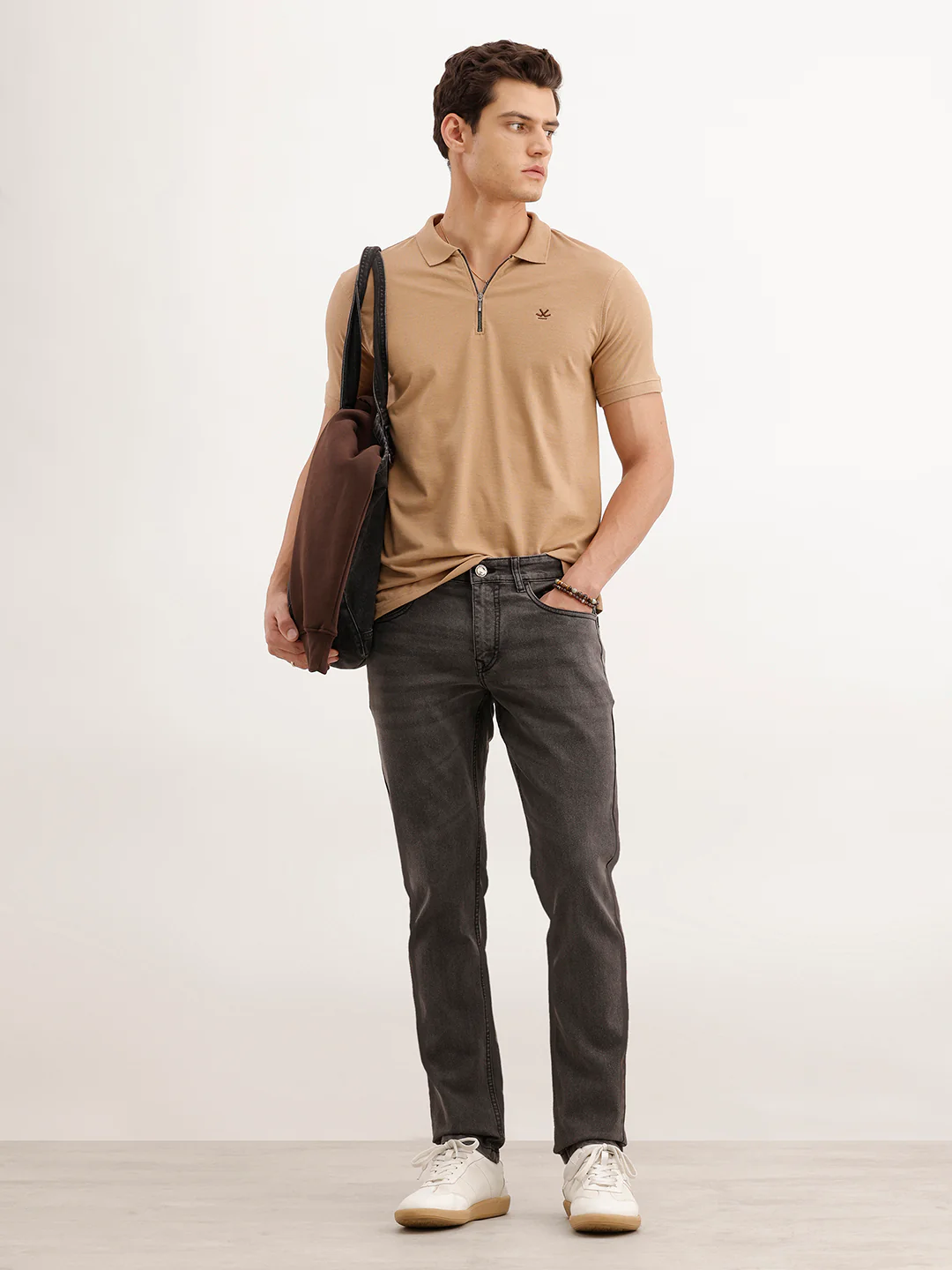 Slim Fit Faded Denim Jeans  | Dark Grey - Image 2