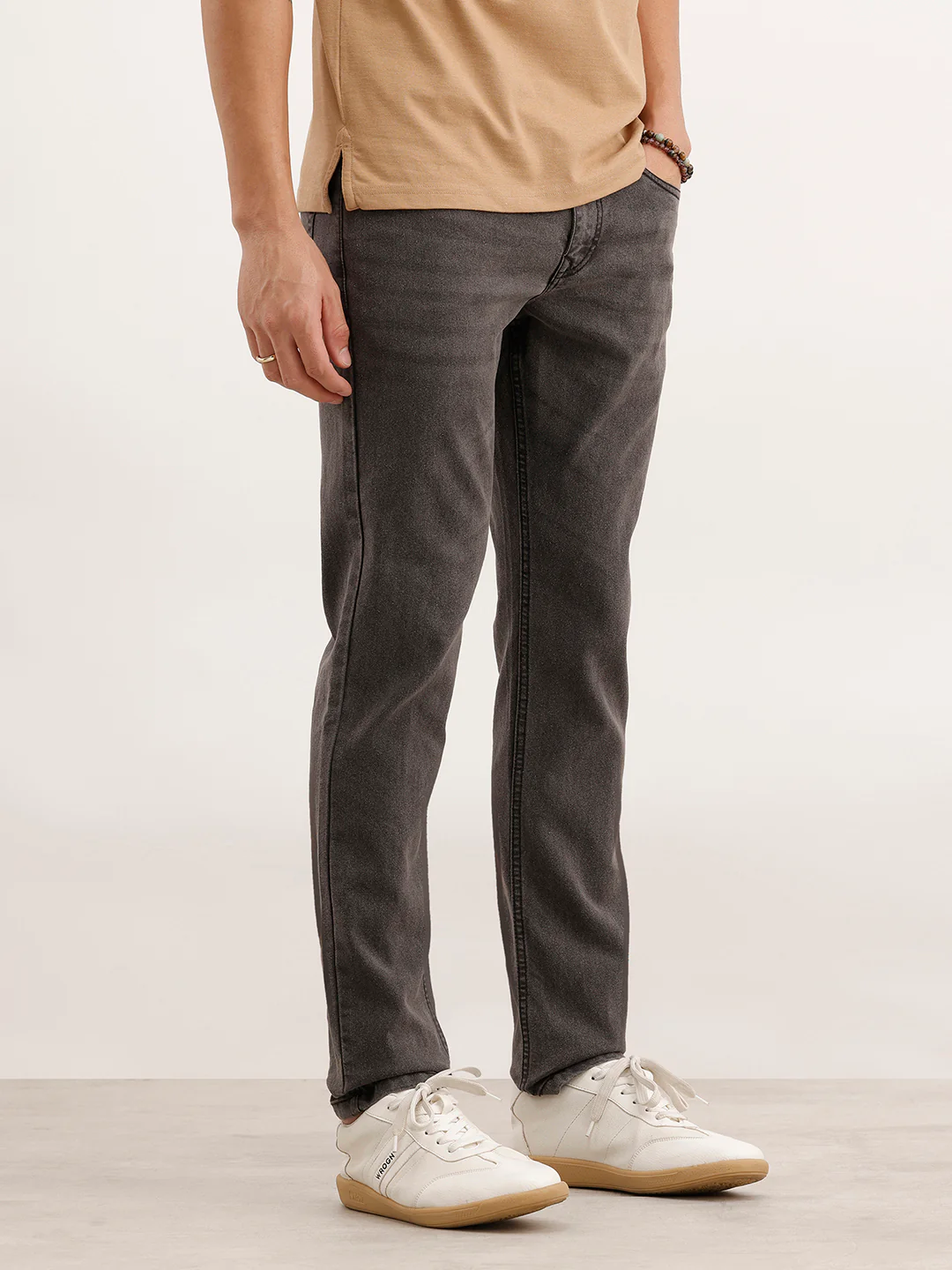 Slim Fit Faded Denim Jeans  | Dark Grey - Image 4