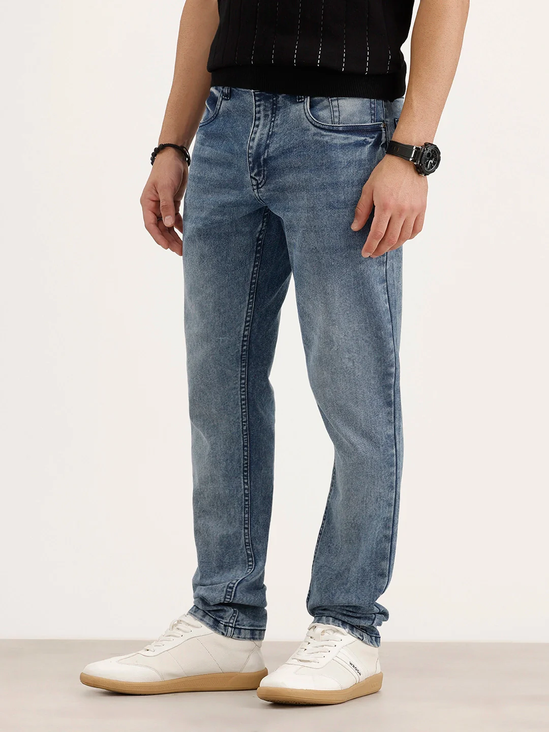 Slim Fit Faded Denim Jeans | Light Blue - Image 4