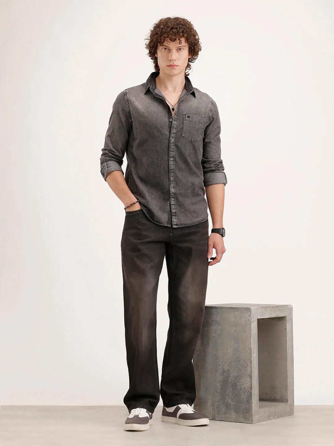 Slim Fit Faded Shirt | Grey - Image 2