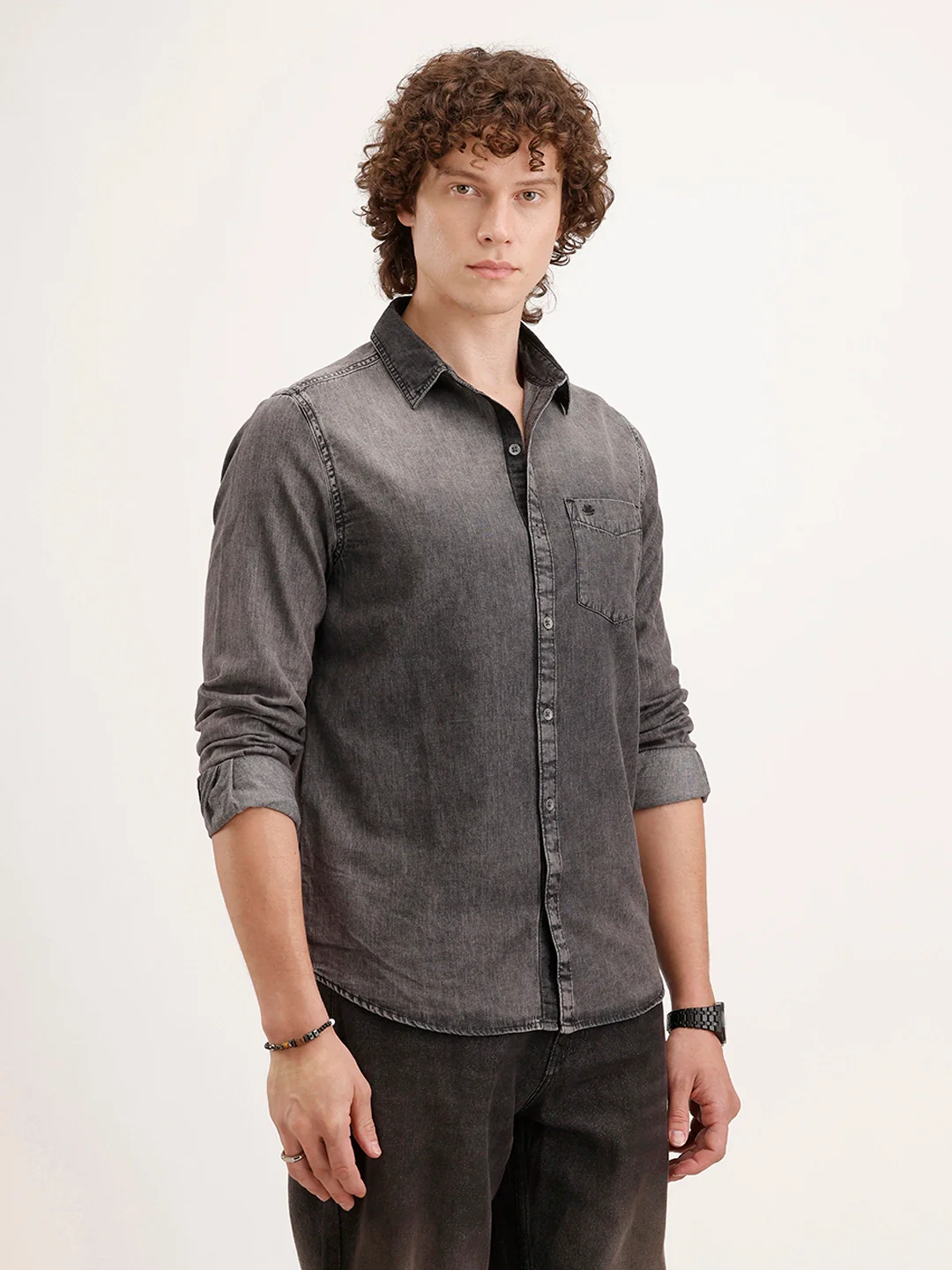 Slim Fit Faded Shirt | Grey - Image 4