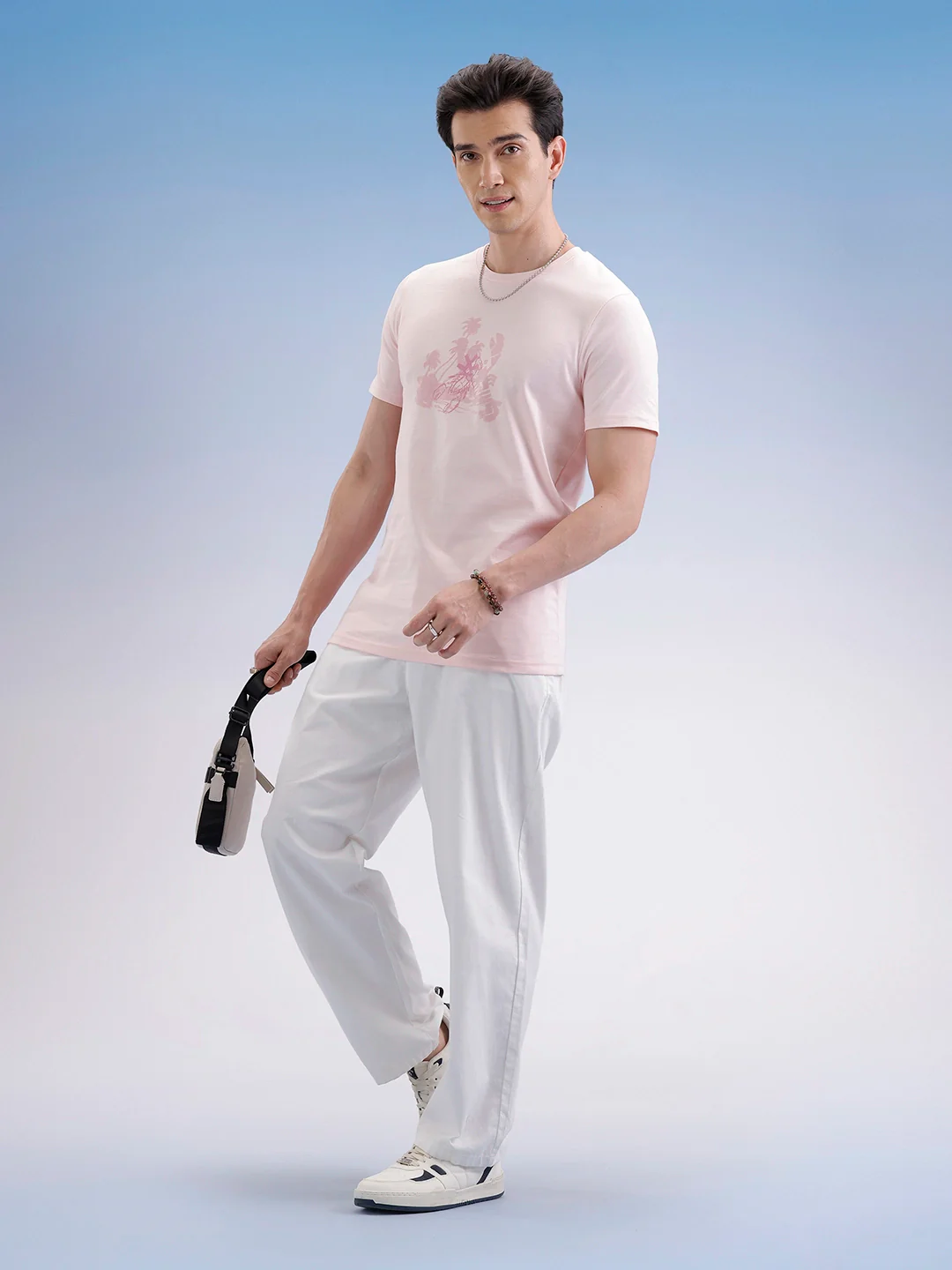 Slim Fit Flock Printed T-Shirt  | Pink - Image 2