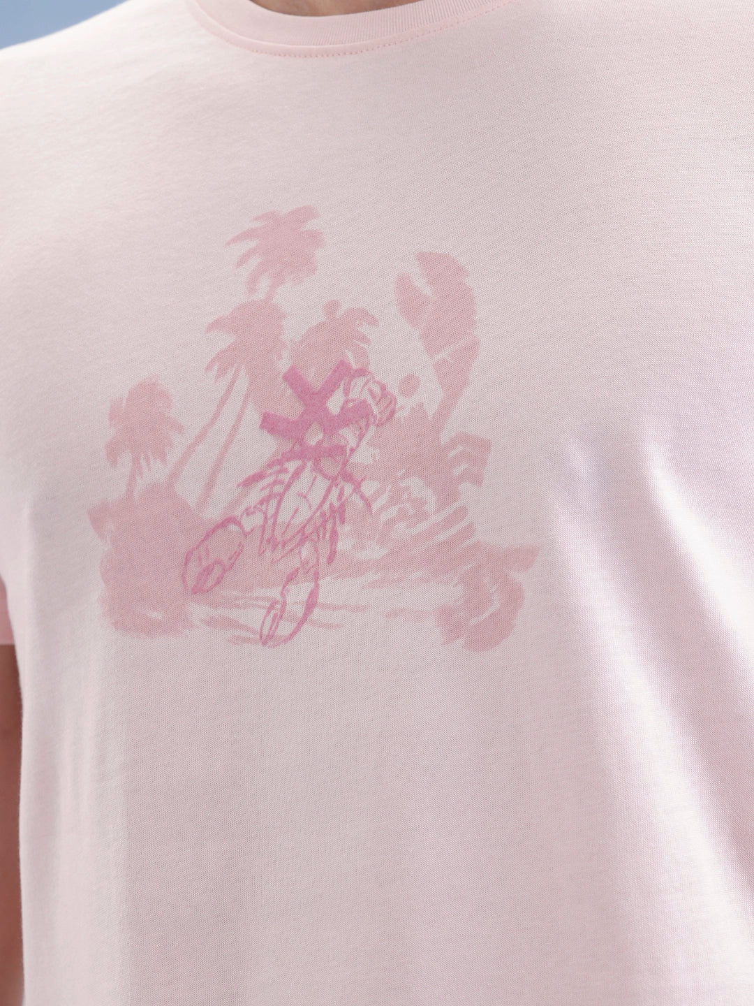 Slim Fit Flock Printed T-Shirt  | Pink - Image 5