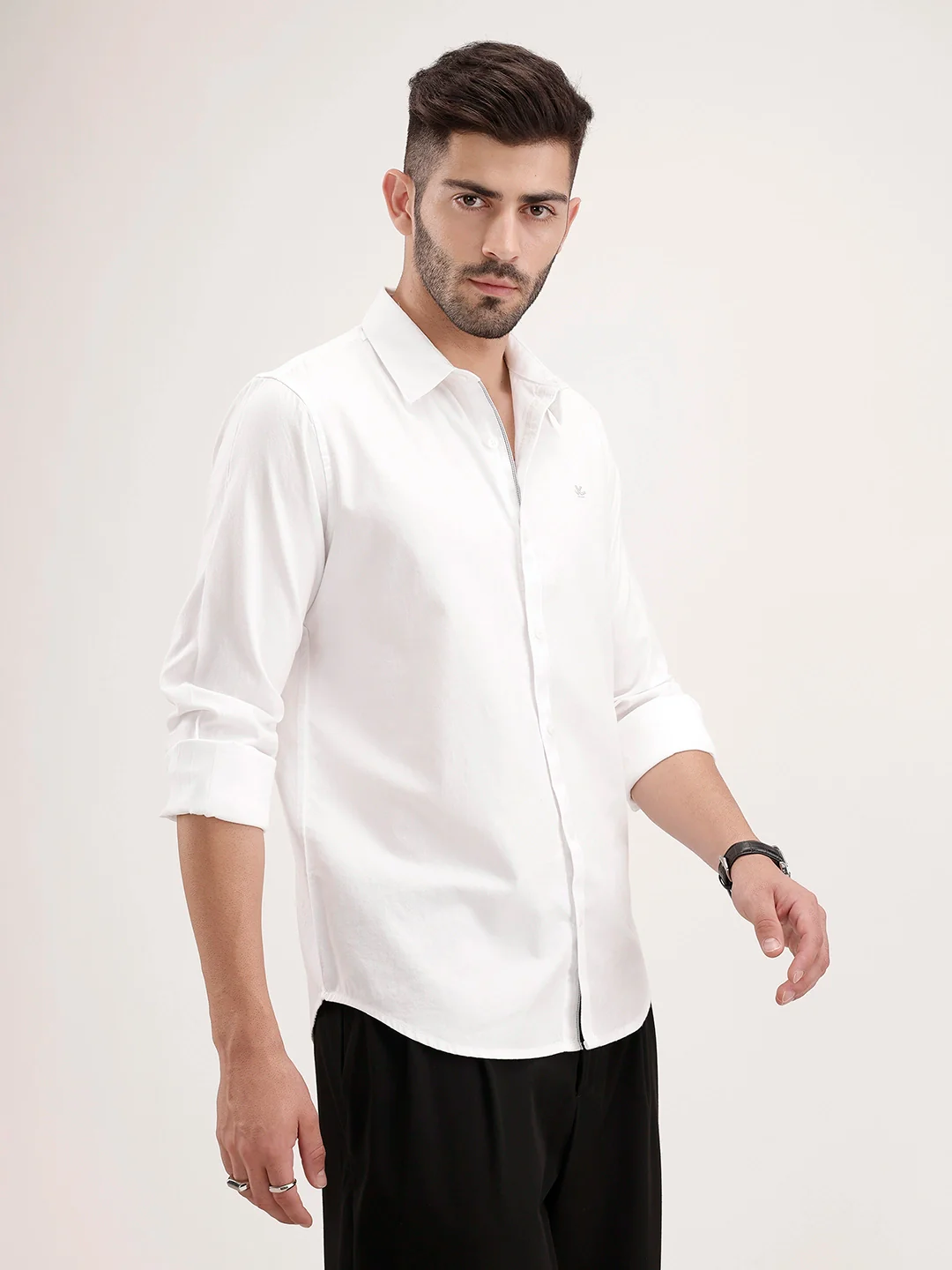 Slim Fit Full Sleeve Shirt | White - Image 4