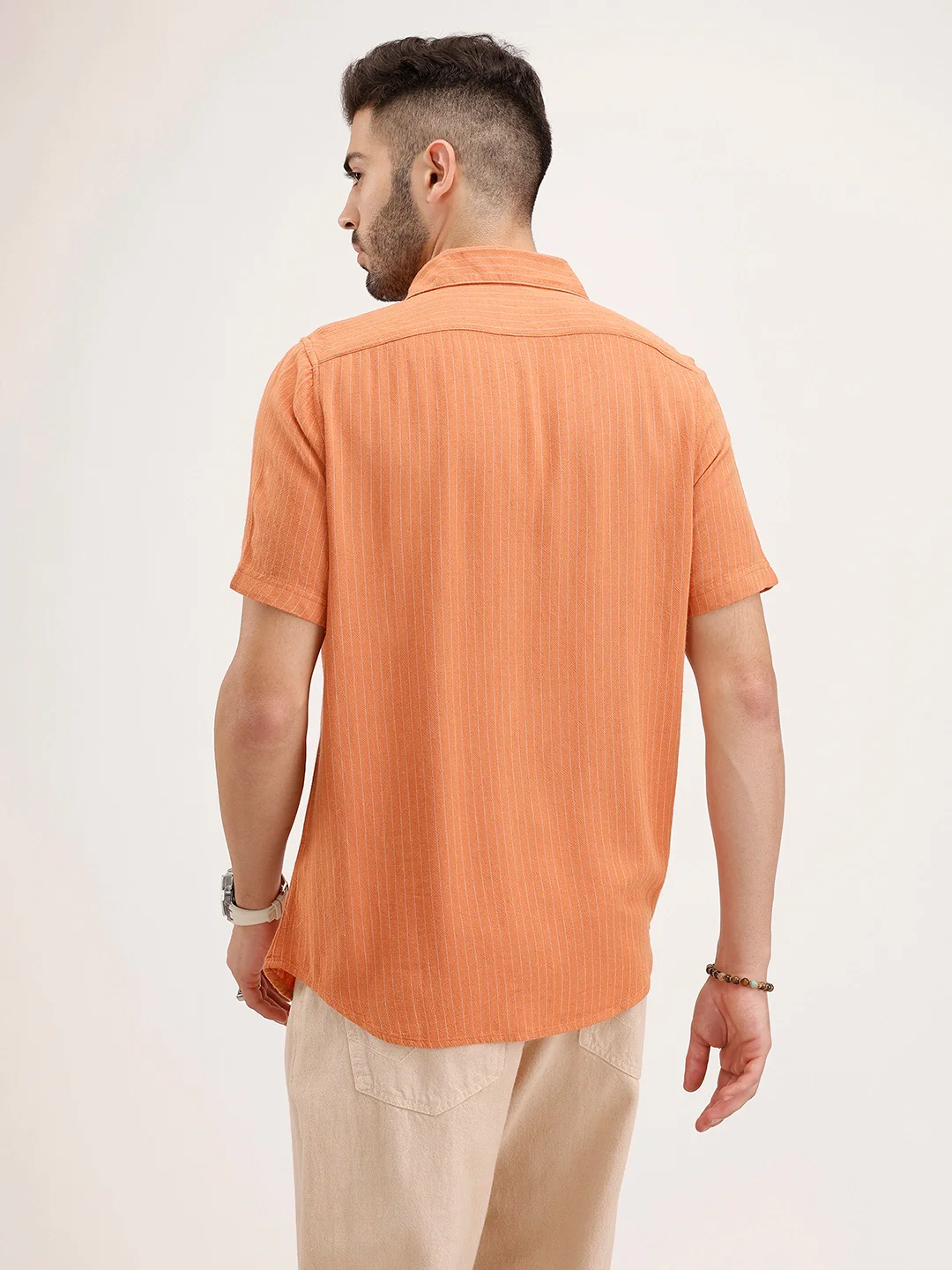Slim Fit Half Sleeve Shirt | Rust - Image 3
