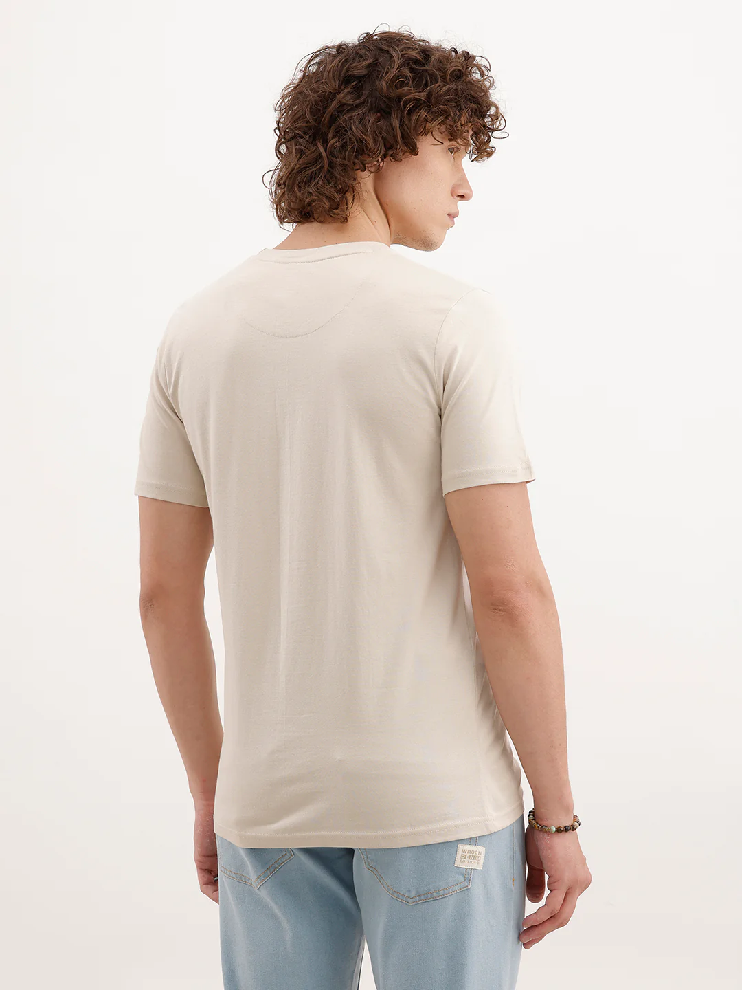 Slim Fit HD Printed T-Shirt  | Beige - Image 3