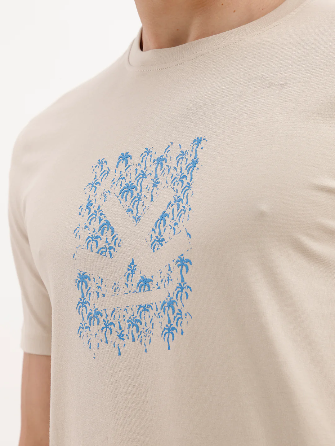 Slim Fit HD Printed T-Shirt  | Beige - Image 5
