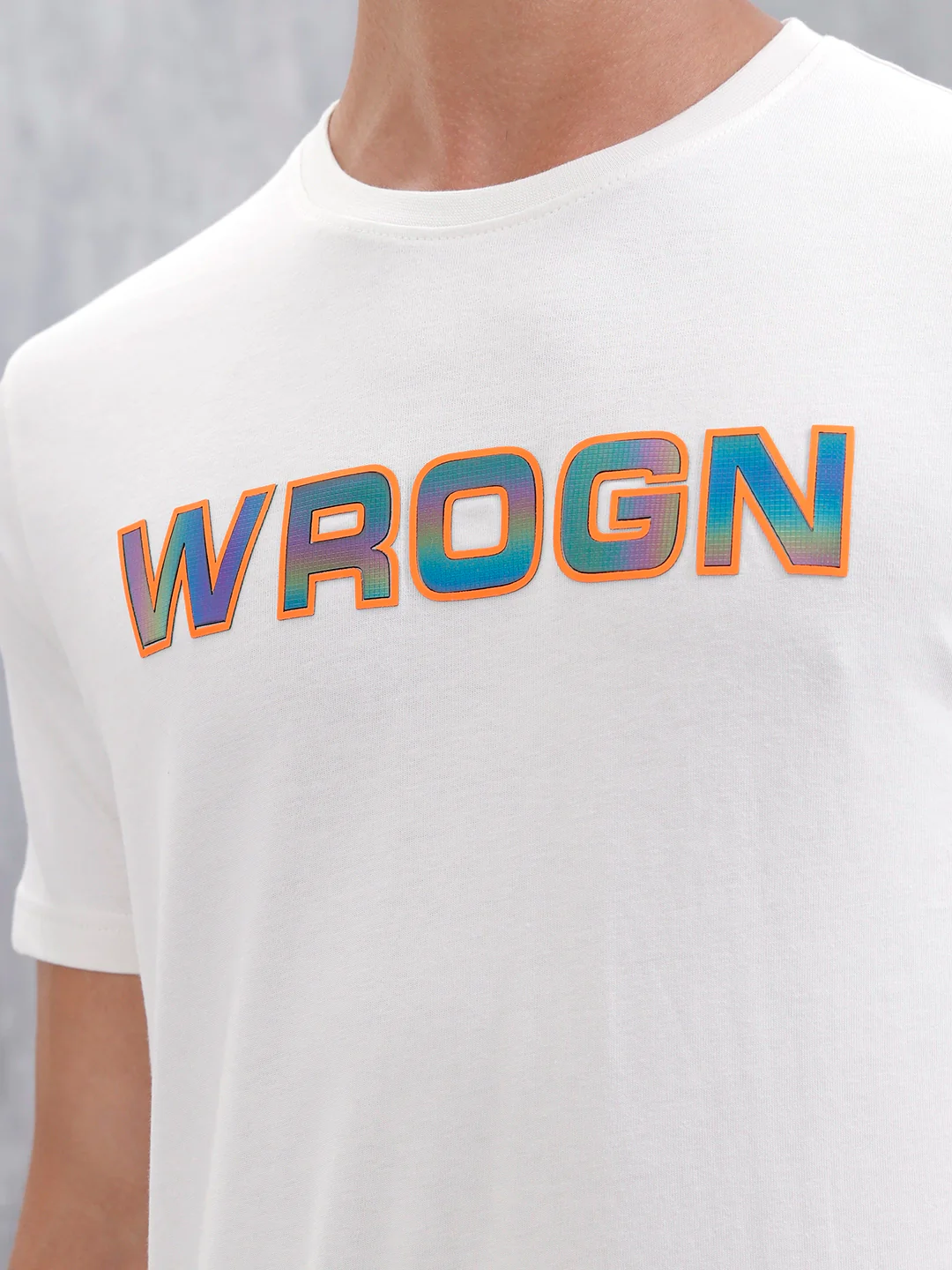Slim Fit Iridescent Holographic T-Shirt | Off White - Image 5