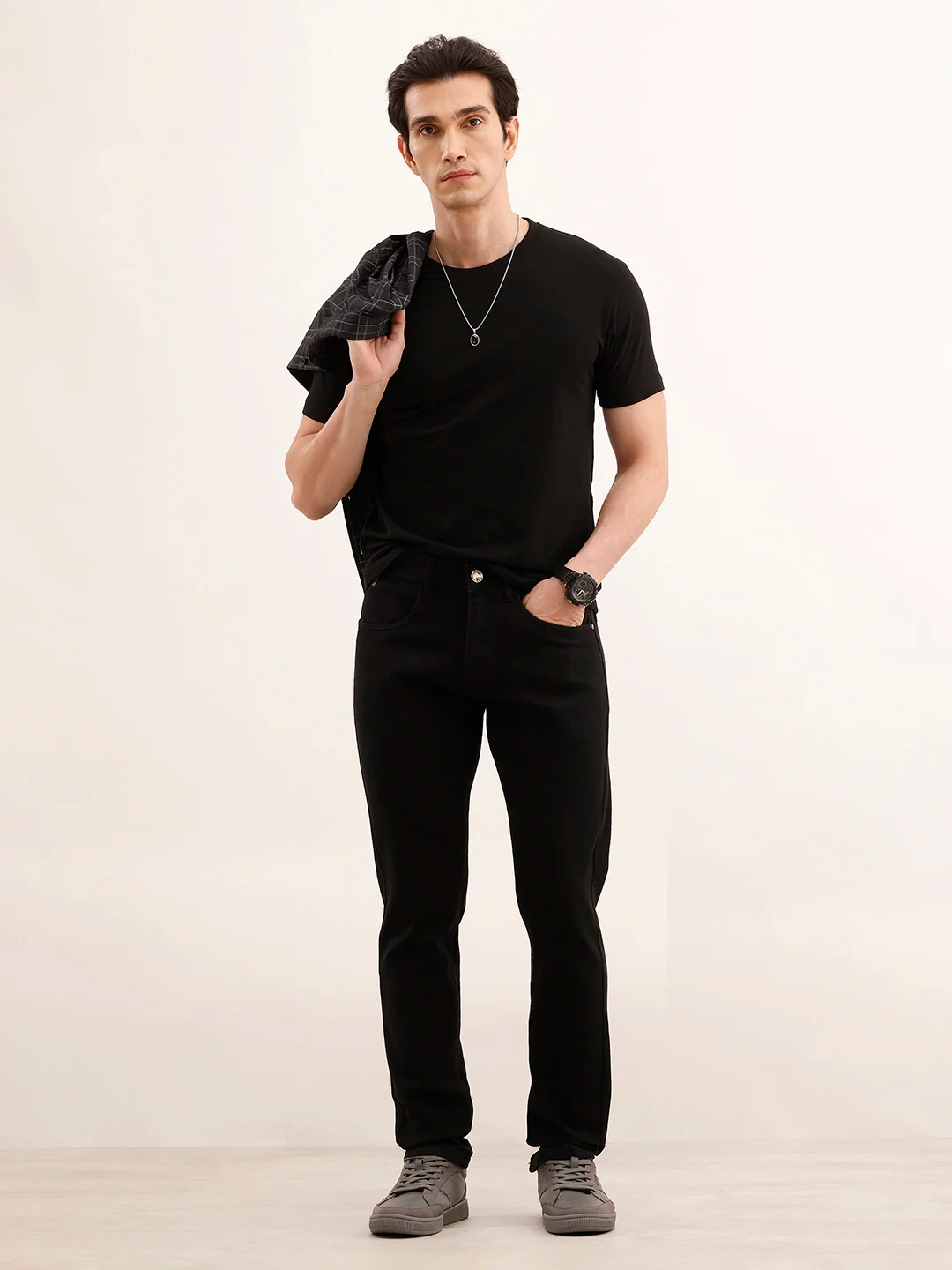 Solid Slim Fit Denim Jeans | Black - Image 2