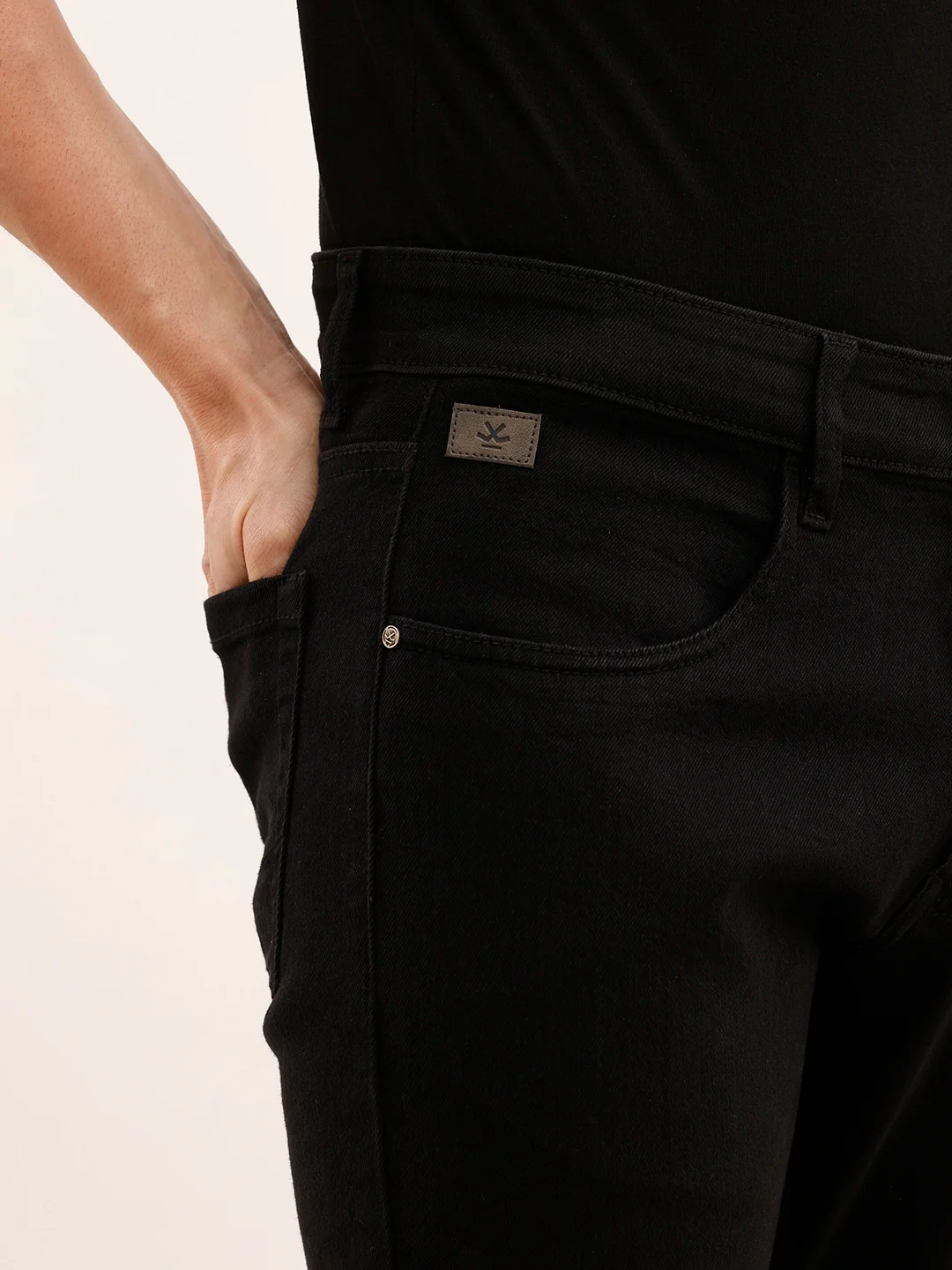 Solid Slim Fit Denim Jeans | Black - Image 5