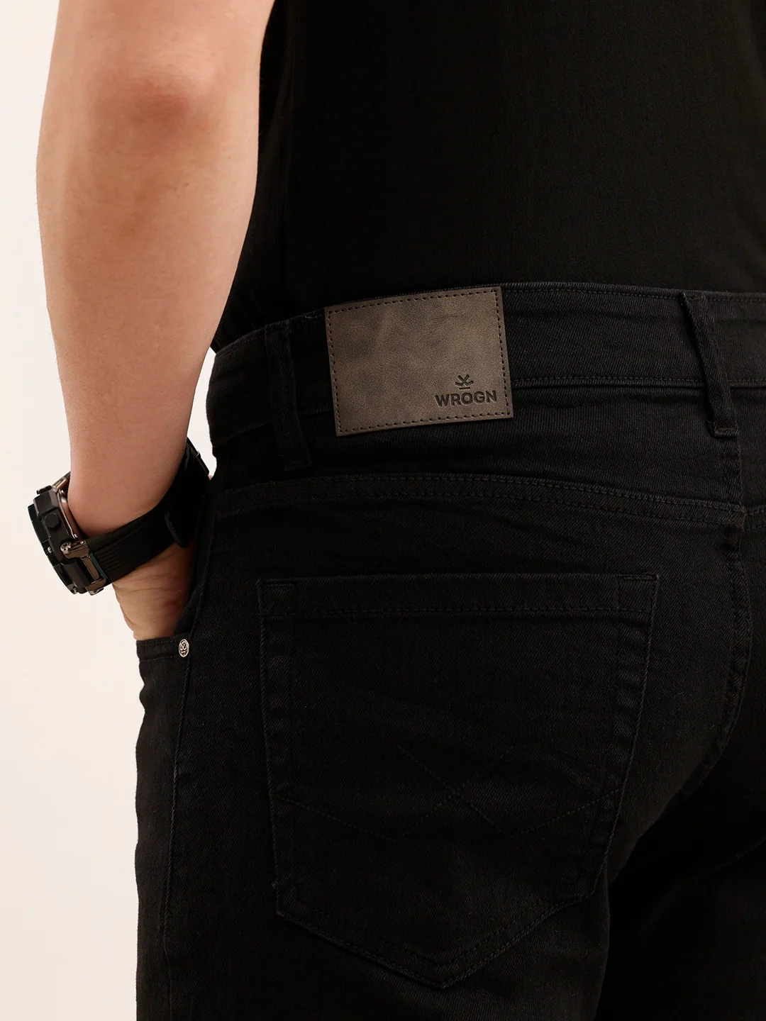 Solid Slim Fit Denim Jeans | Black - Image 6