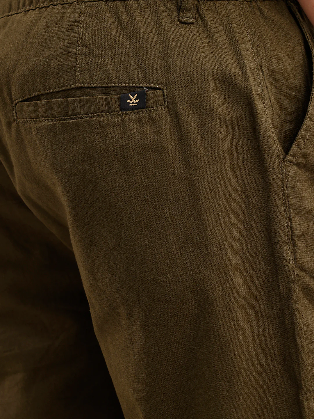 Slim Fit Linen Blend Shorts  | Olive - Image 6