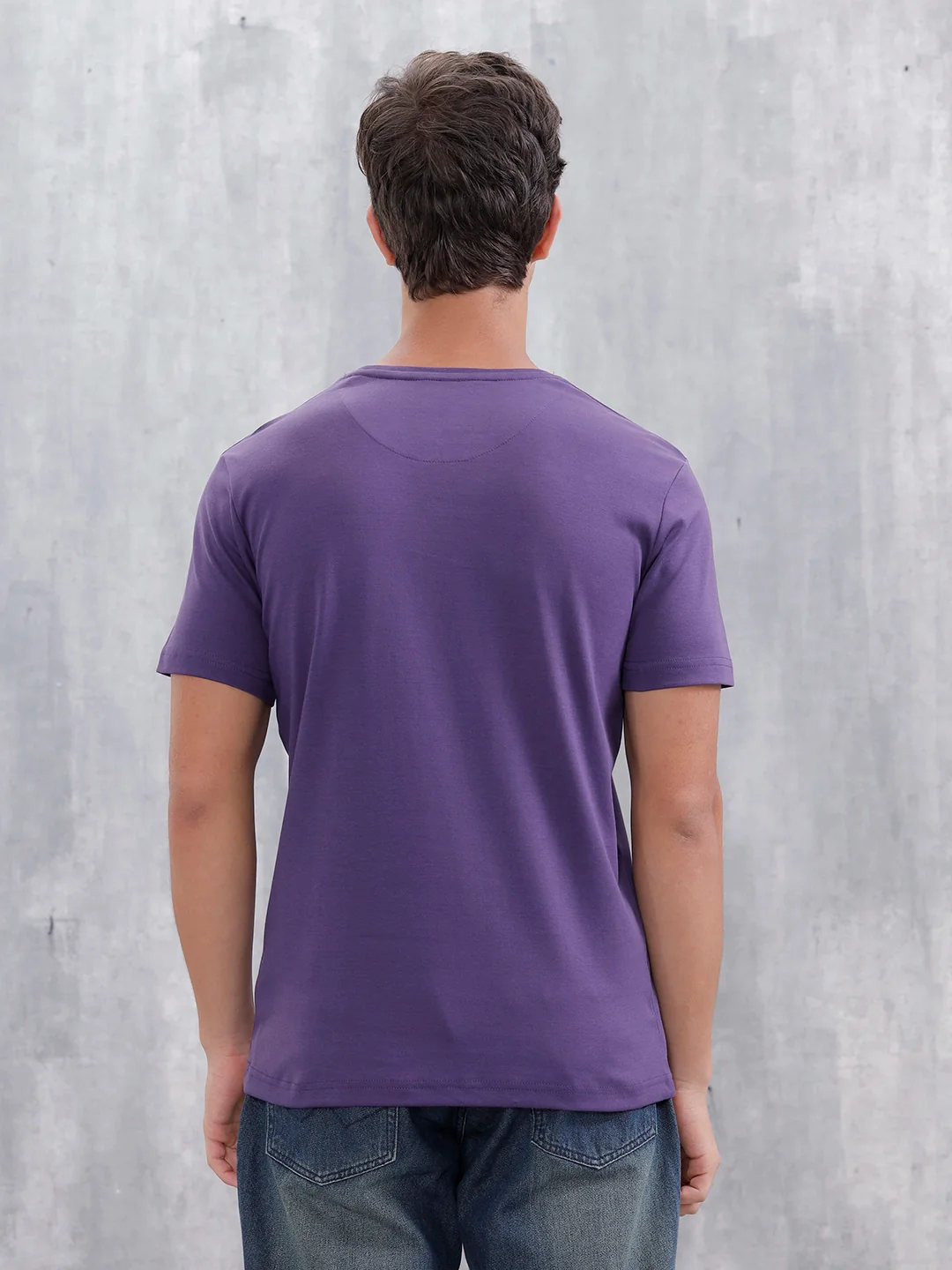 Slim Fit Metallic Flock T-Shirt | Purple - Image 4